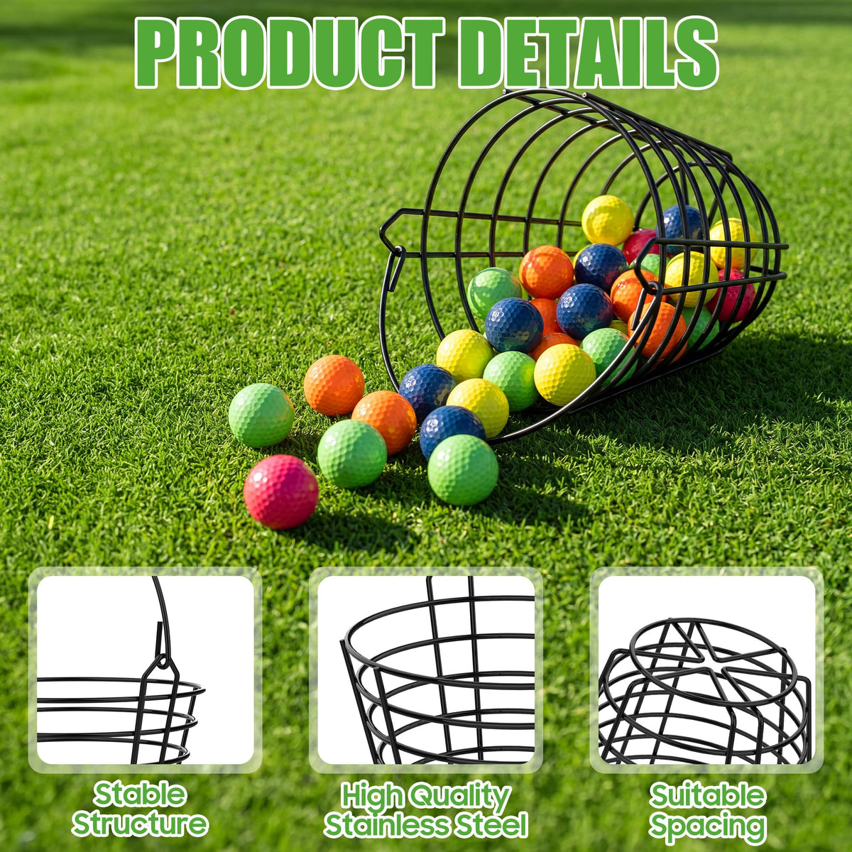 10L0L golf ball basket oval opening design for loading.