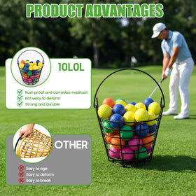 10L0L ventilated metal basket keeps balls dry after practice.