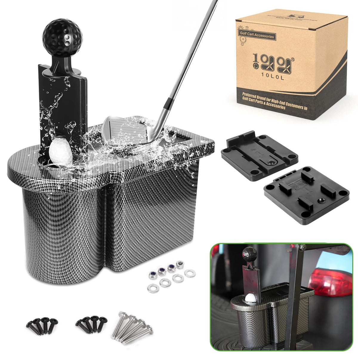 10L0L golf-ball-washer bracket detachable for on-the-go cleaning