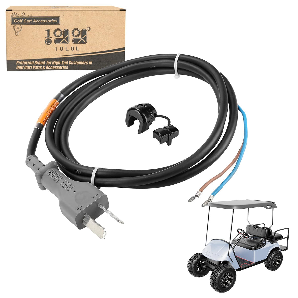 10L0L golf cart 36V DC charger cord with crow-foot plug for EZGO, ideal for classic models