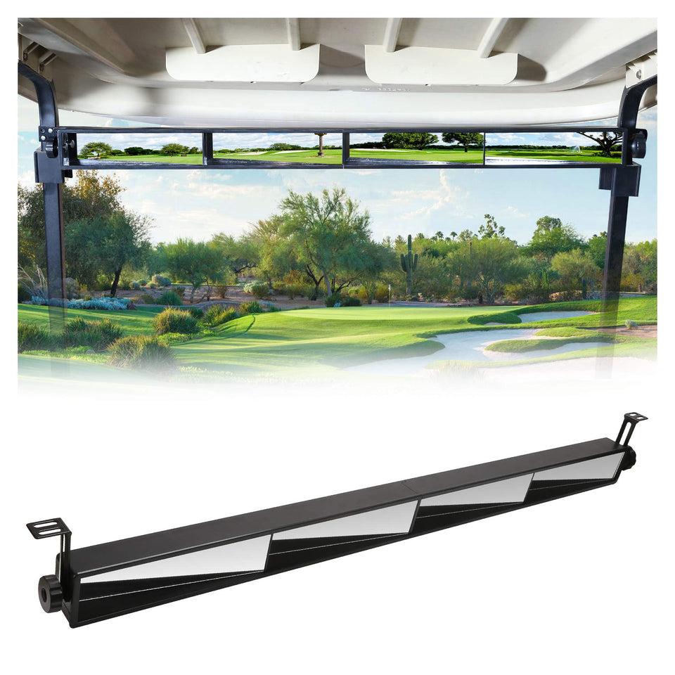 10L0L four-panel rear-view mirror offers complete visibility for EZGO, Club Car, and Yamaha carts.