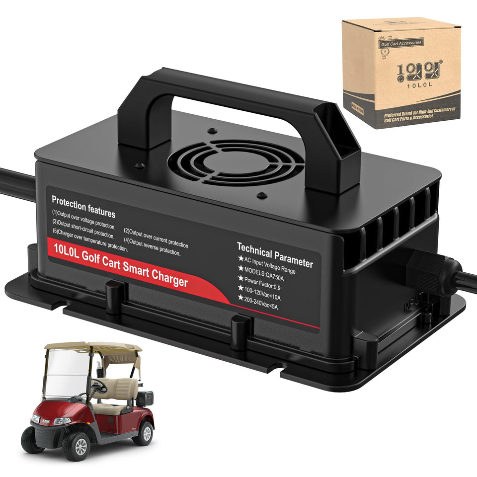 10L0L Golf Cart charger front view showing fast 48V 15A charging capability