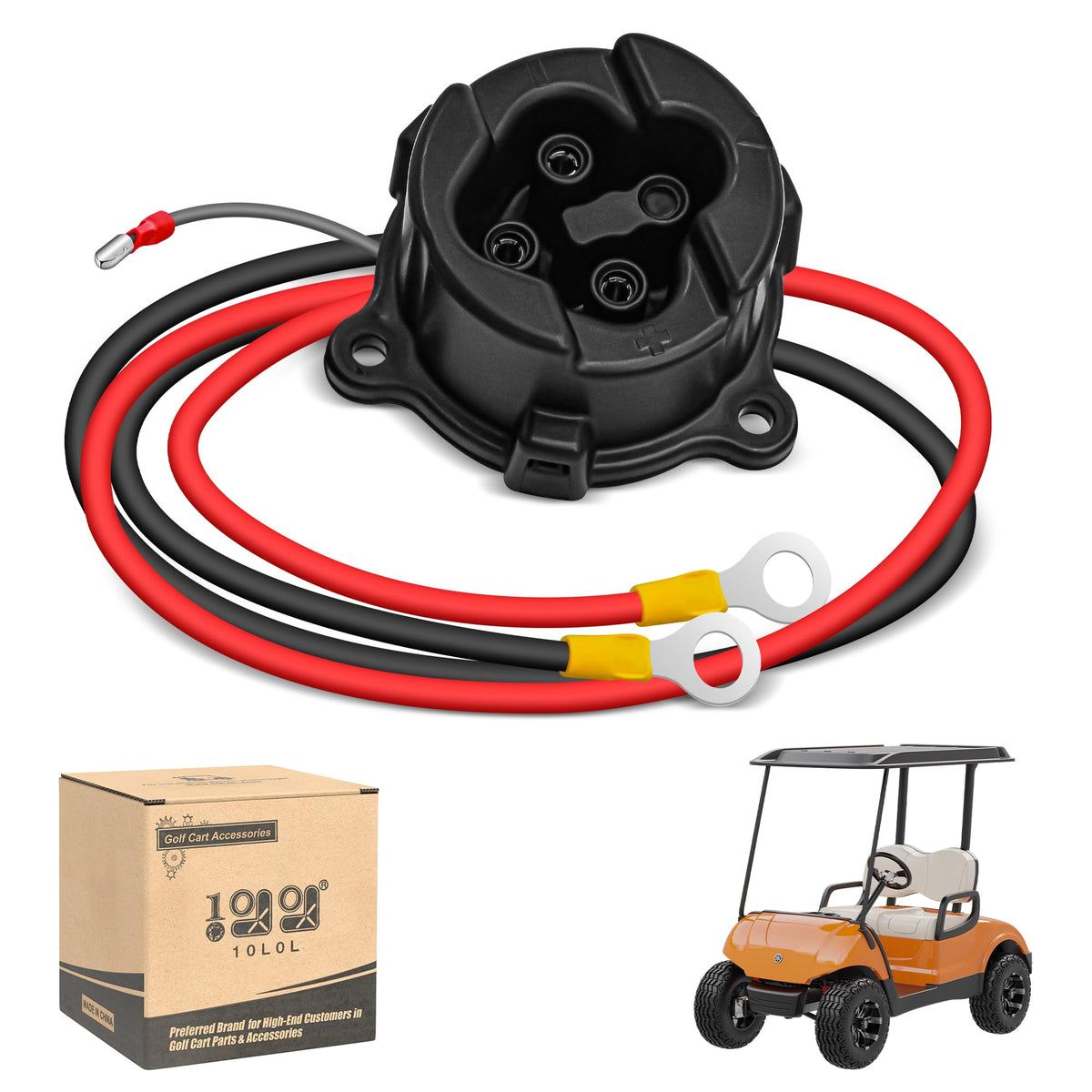 10L0L golf cart 48V charger receptacle with cord for Yamaha G29 enabling reliable charging.