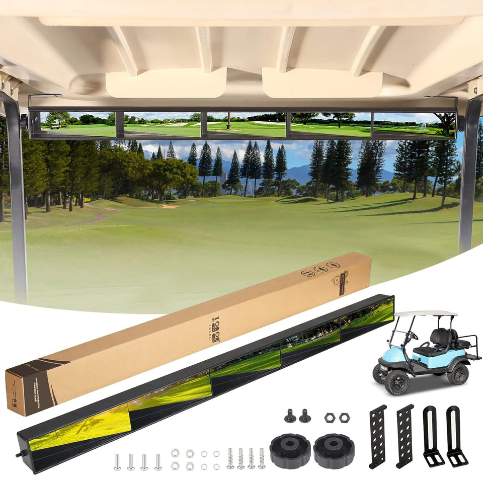 10l0l golf cart 5-panel mirror assembly expands rear visibility