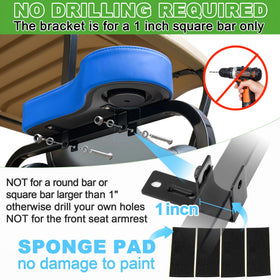 10L0L no-drill bracket blue arm rest demonstrates simple, drill-free mounting for square bars