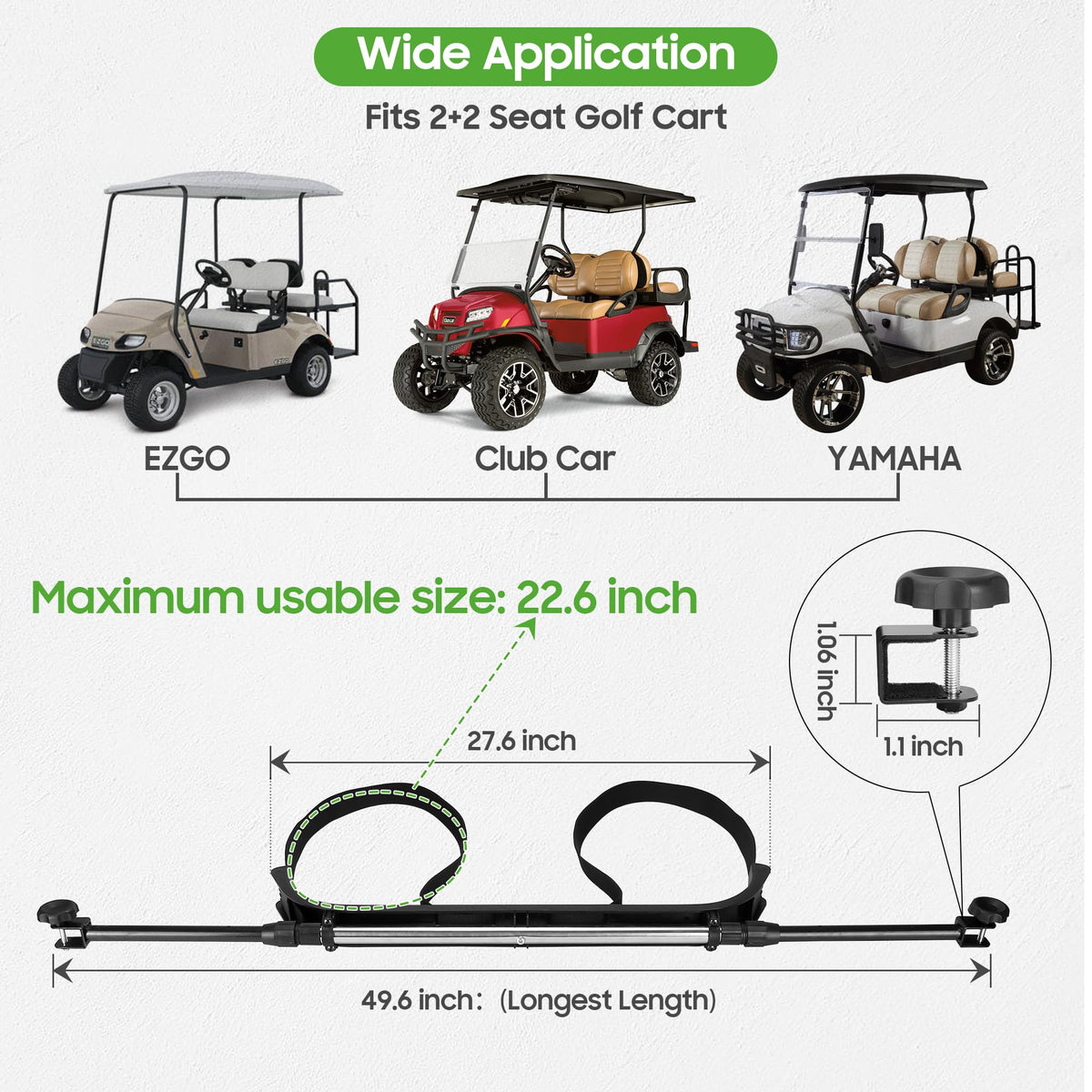 10L0L golf cart bag holder no-drill setup for quick mounting