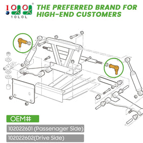 10L0L passenger-side ball joint end with left-thread for stability.