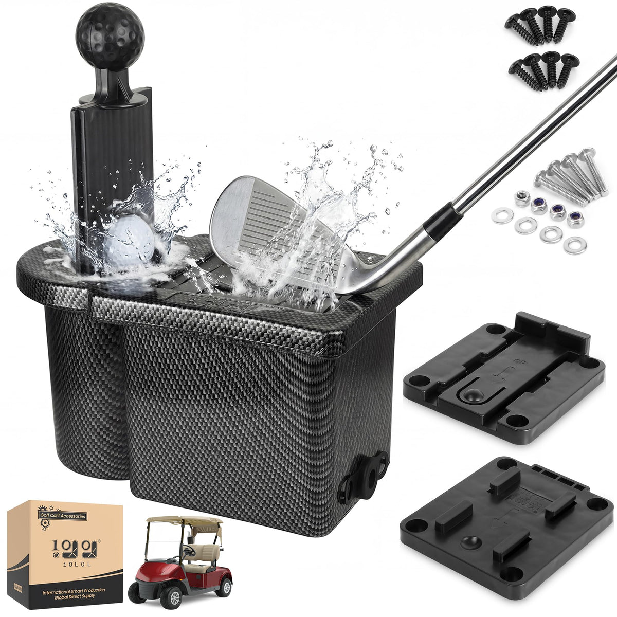 10L0L Golf Cart Ball Washer Combo for on-the-go cleaning of balls and clubs