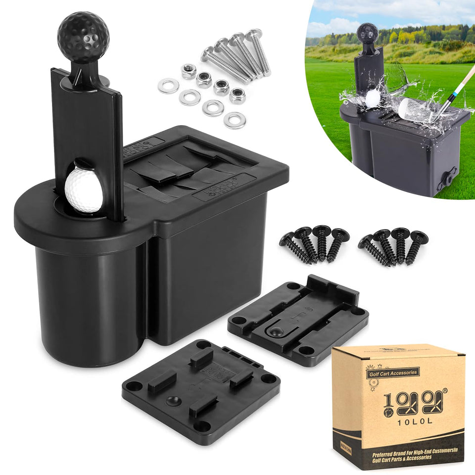 10L0L golf cart ball washer unit mounted on frame for on-course cleaning.