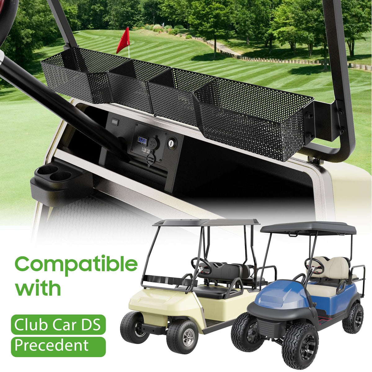 10L0L Golf Cart Basket organized contents within easy reach