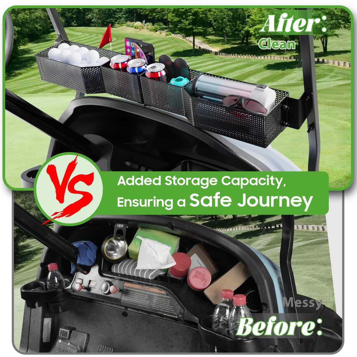 10L0L Golf Cart Basket sturdy steel construction resists sag