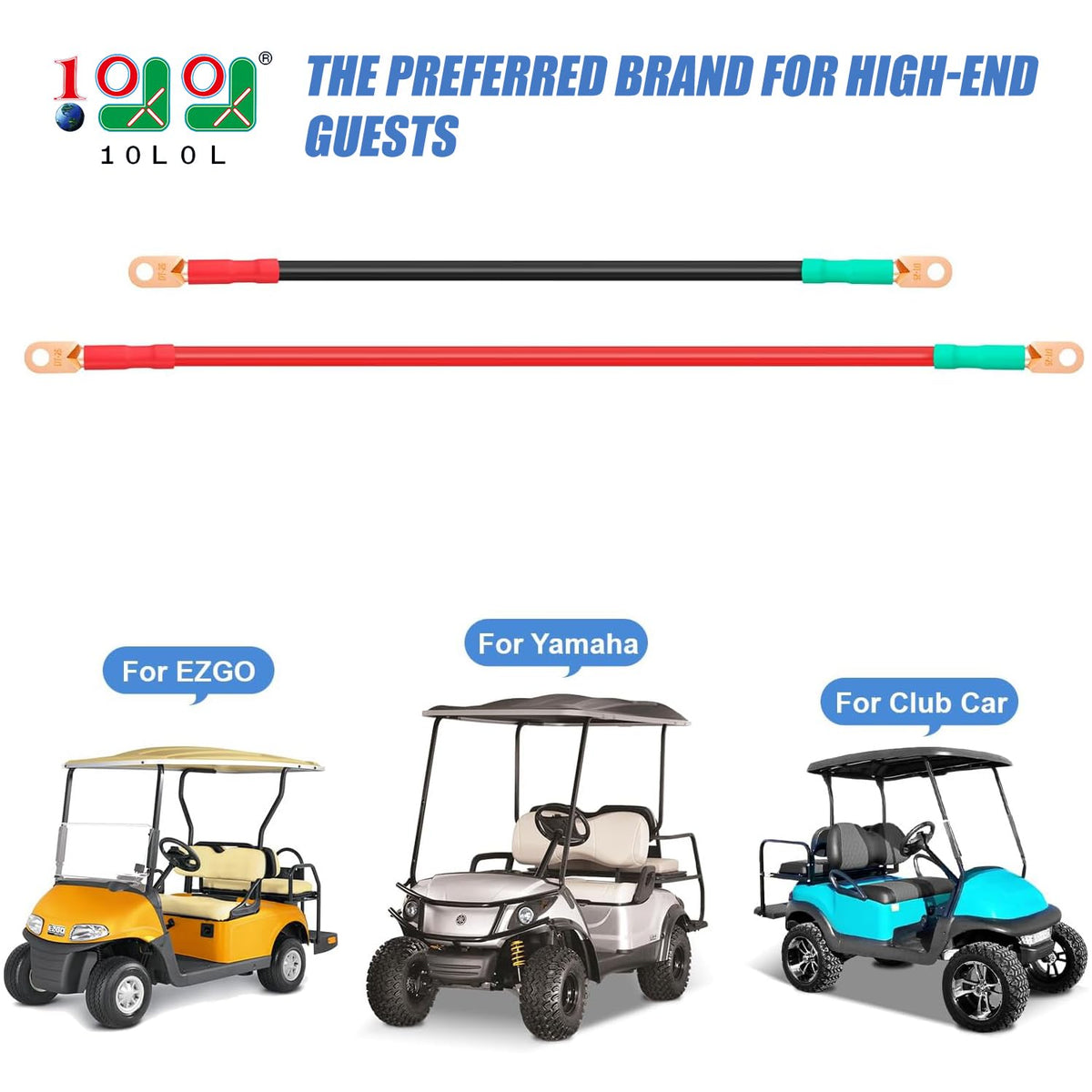 10L0L golf cart battery cable 38 inch red close-up showing durable copper ends for reliable connections