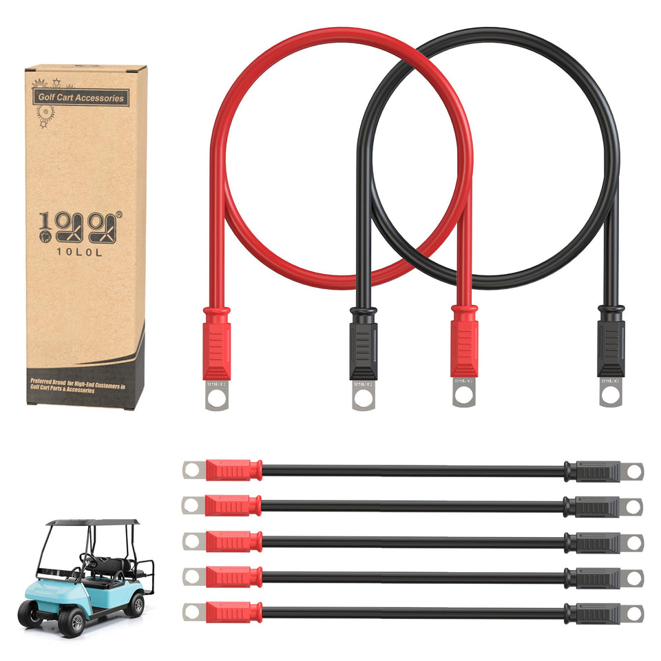 10L0L golf cart battery cables in black, 40in, sturdy 48V Club Car connections.