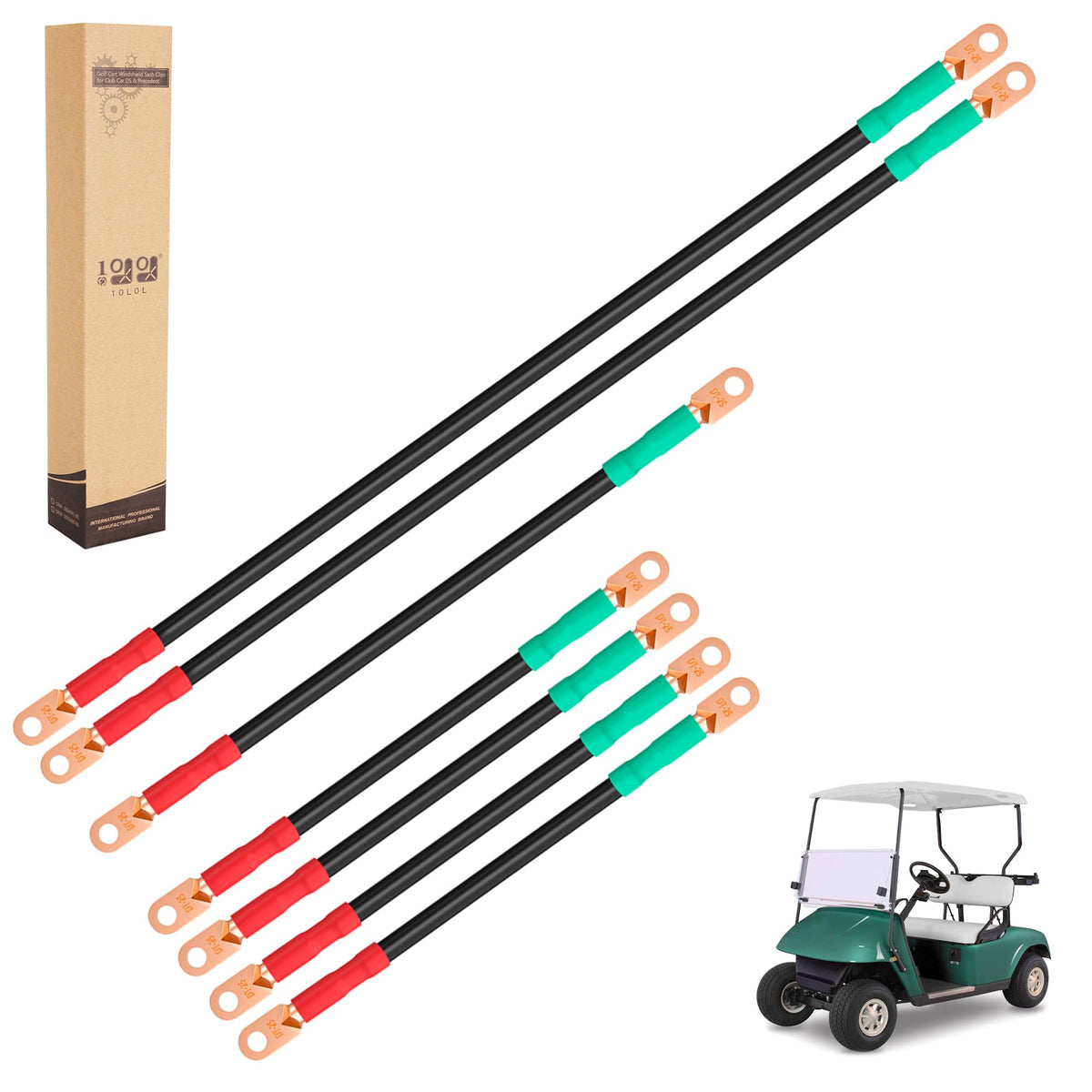 10L0L golf cart cables, 10 inch length for EZGO upgrades.