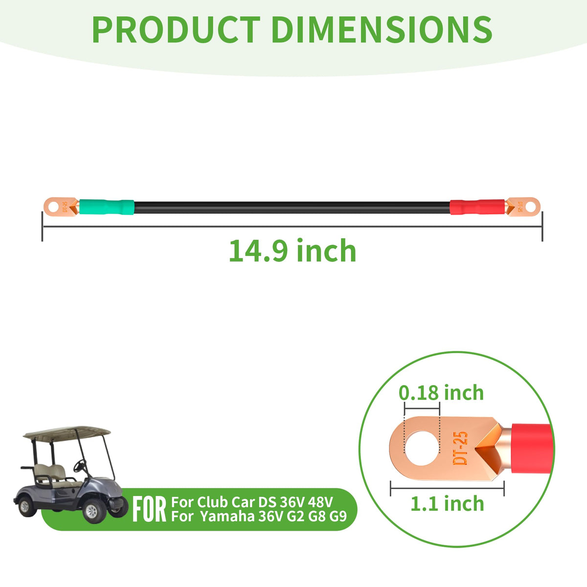 10L0L Club Car DS 81+ 36V cables offer corrosion resistant design for longevity.