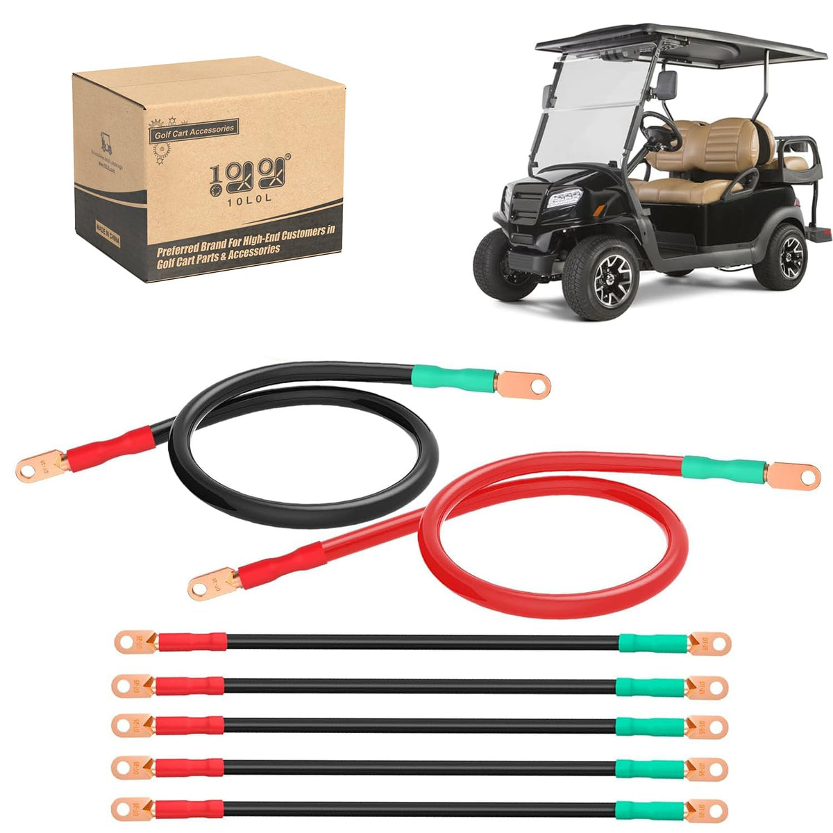 10L0L Golf Cart Battery Cables kit for 48V systems, upgrade your cart's wiring.