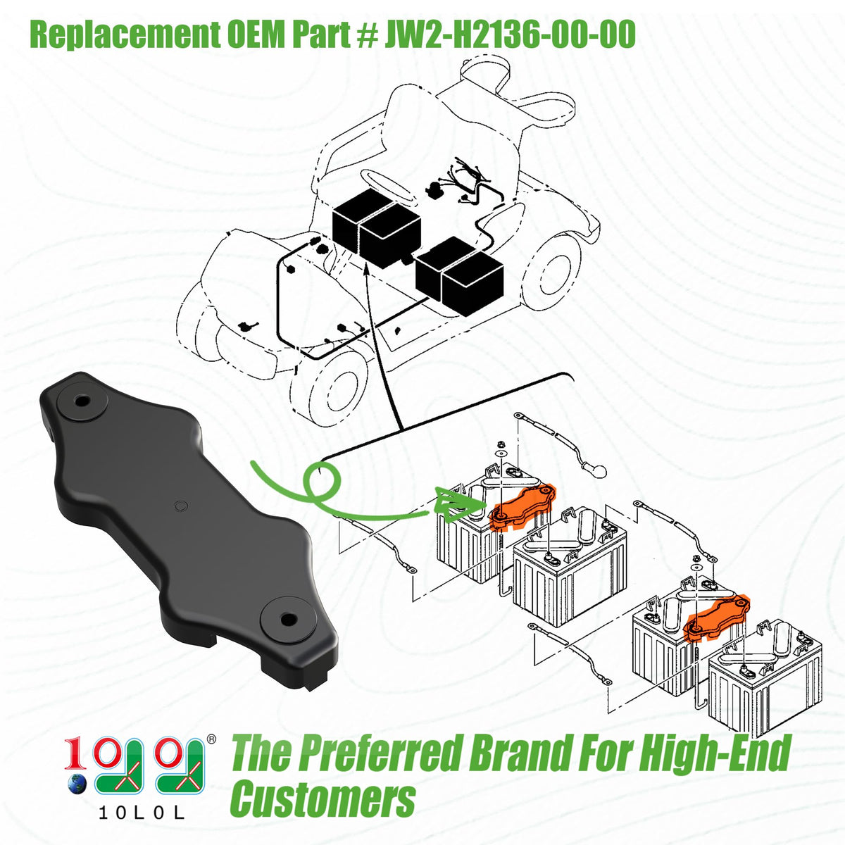 10L0L Golf Cart Hold-Down Plate side profile shows precise fit for Drive G29