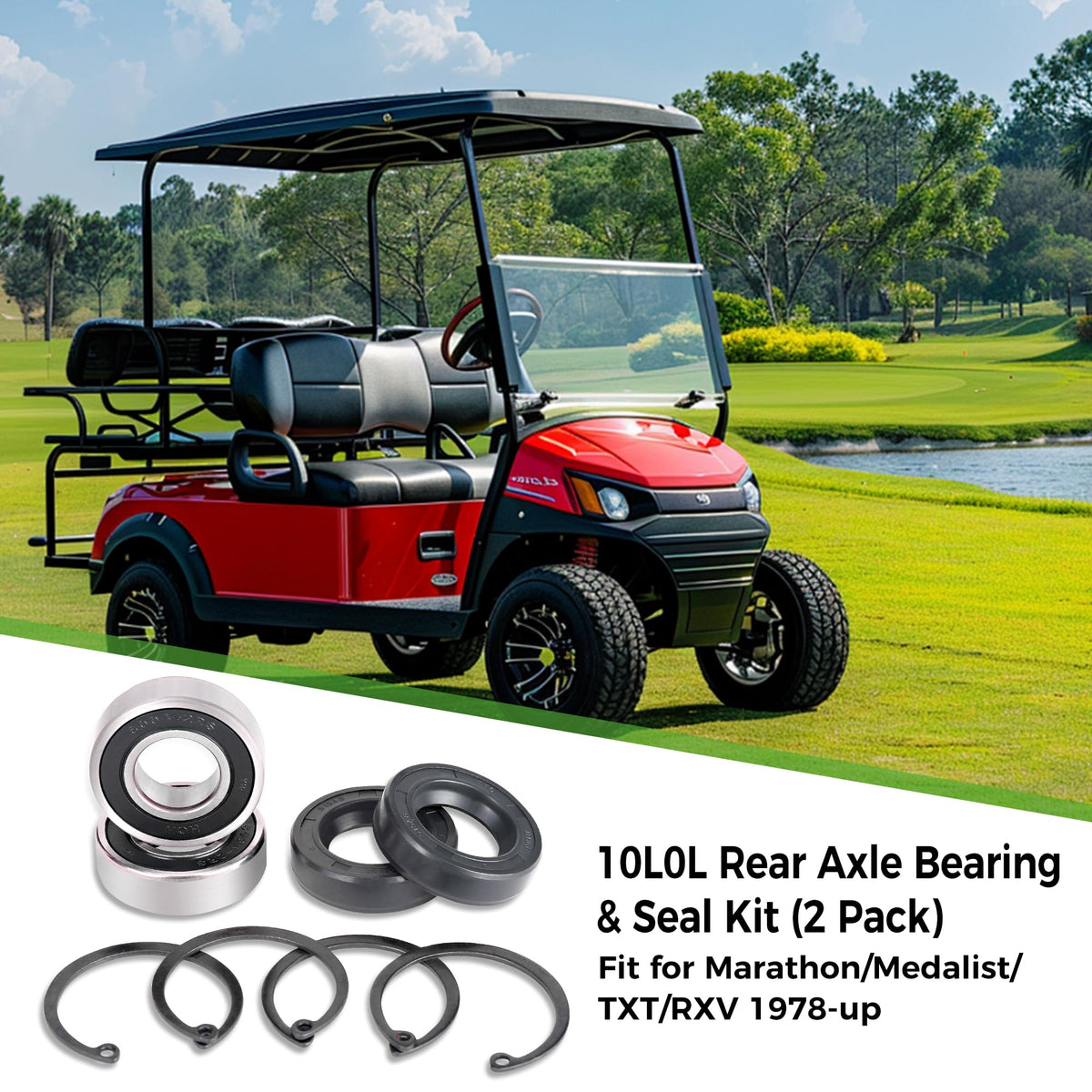 10L0L Golf Cart bearing close-up highlights metal components and precision fit.