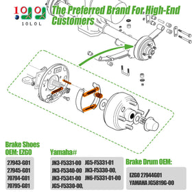 10L0L Bendix style springs set for reliable drum brake reassembly on golf carts.