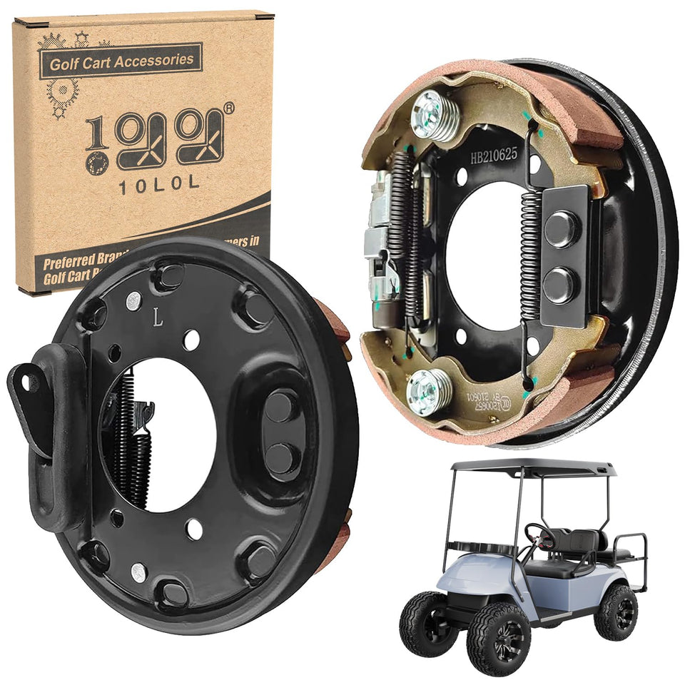10L0L golf cart brake assembly driver-side view for EZGO and Yamaha, simple replacement.