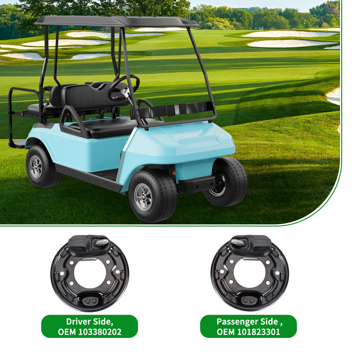 Rear brake assembly two-piece view for driver and passenger sides