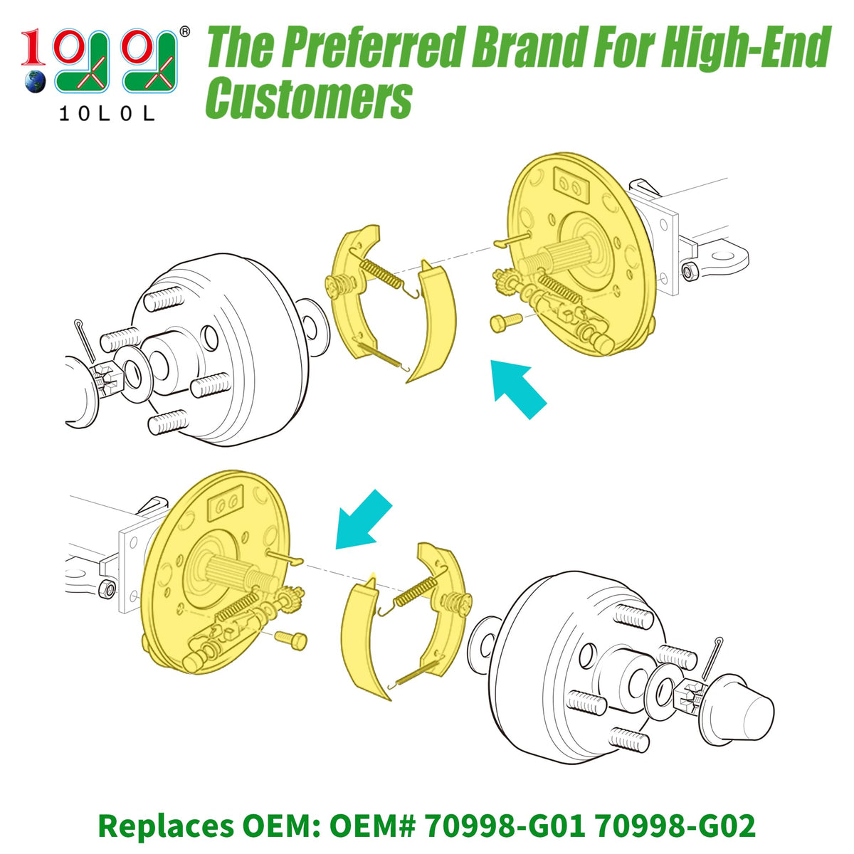 10L0L brake assembly right side for EZGO TXT with comprehensive parts kit