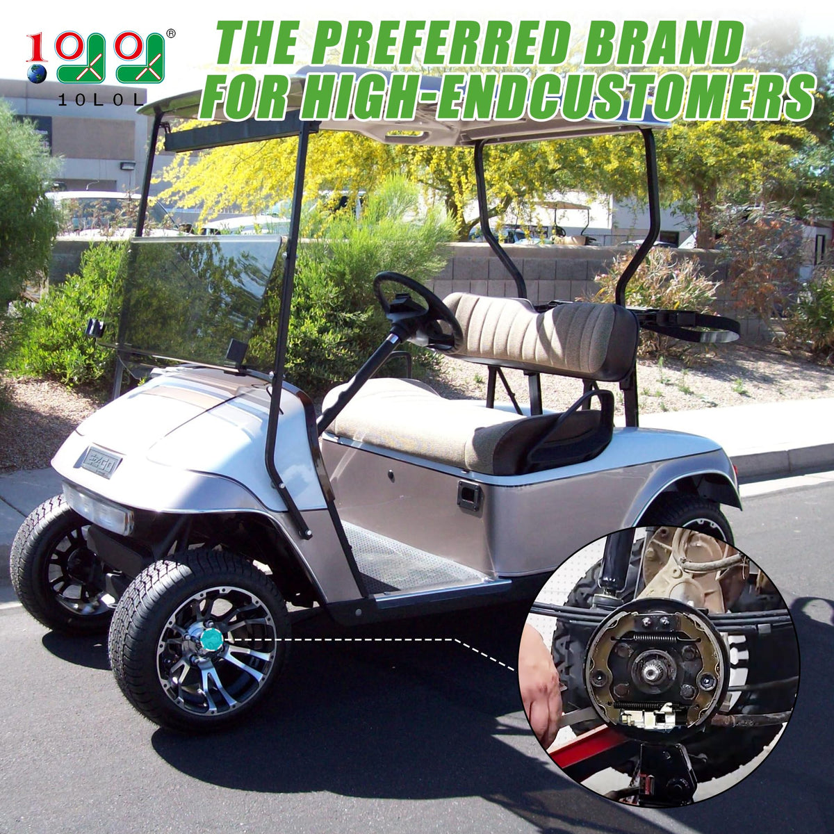 10L0L rear passenger-side brake assembly for Yamaha G14–G22 balanced braking feel