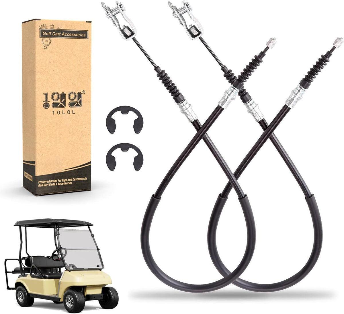 10L0L brake cable driver-side for Club Car DS showing durable stainless steel core