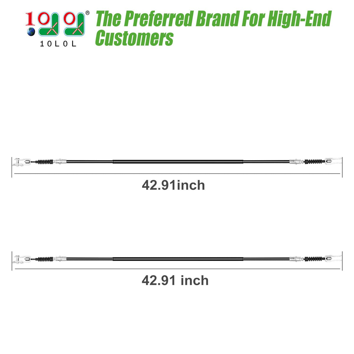 10L0L brake cable passenger side 42-inch for Club Car DS, corrosion-resistant.