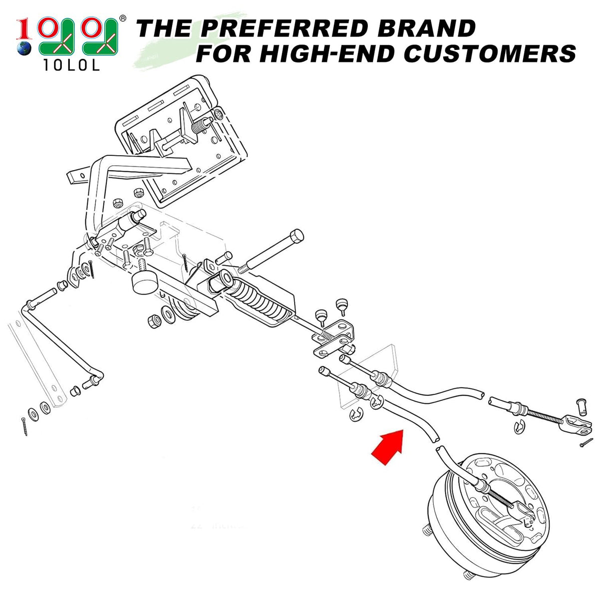 10L0L brake cable passenger-side EZGO TXT for smooth braking