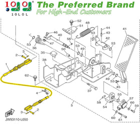 10L0L brake cable with pin clevis clip for Yamaha G29, secure installation