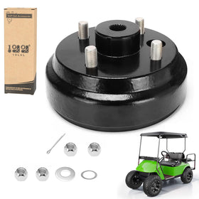 10L0L golf cart brake drum hub front view improves EZGO TXT braking compatibility.