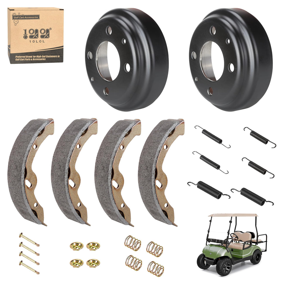 10L0L brake drum kit for Yamaha G14-G22 shows ready-to-install rear components