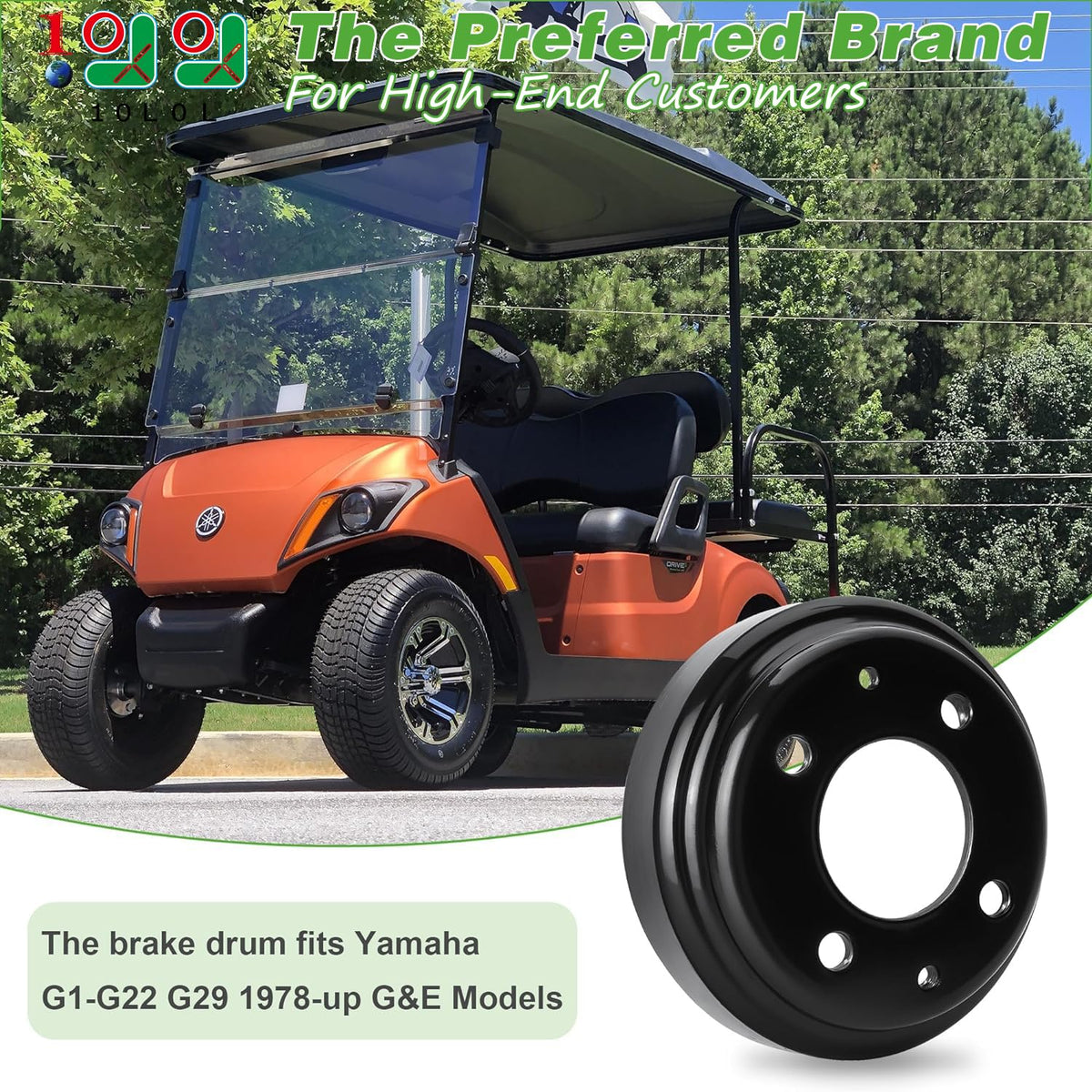 10L0L Golf cart rear hub with drum washer for Yamaha models