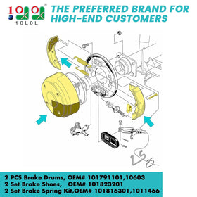 10L0L brake shoes set for Club Car, durable wear resistance.