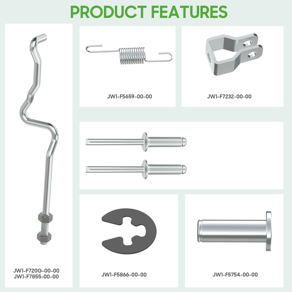 10L0L hook spring and end rod detail highlighting secure fit.