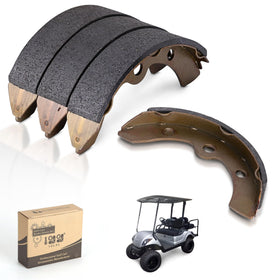10L0L brake shoes for Club Car DS and Carryall, showing the replacement set in use