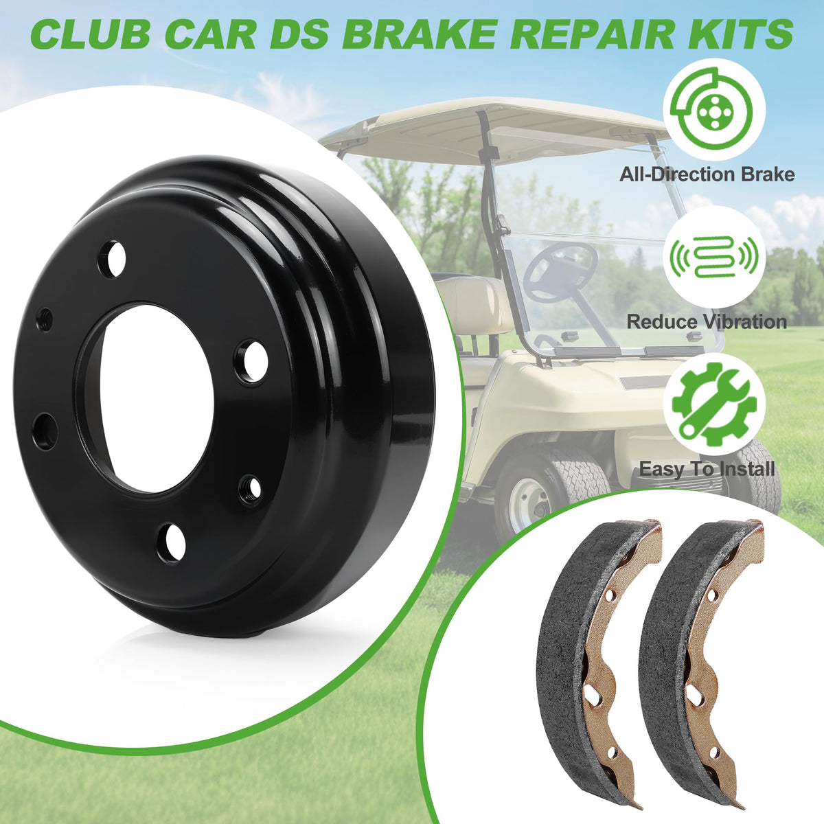 10L0L brake shoes front-right for rear brakes, smooth stopping.