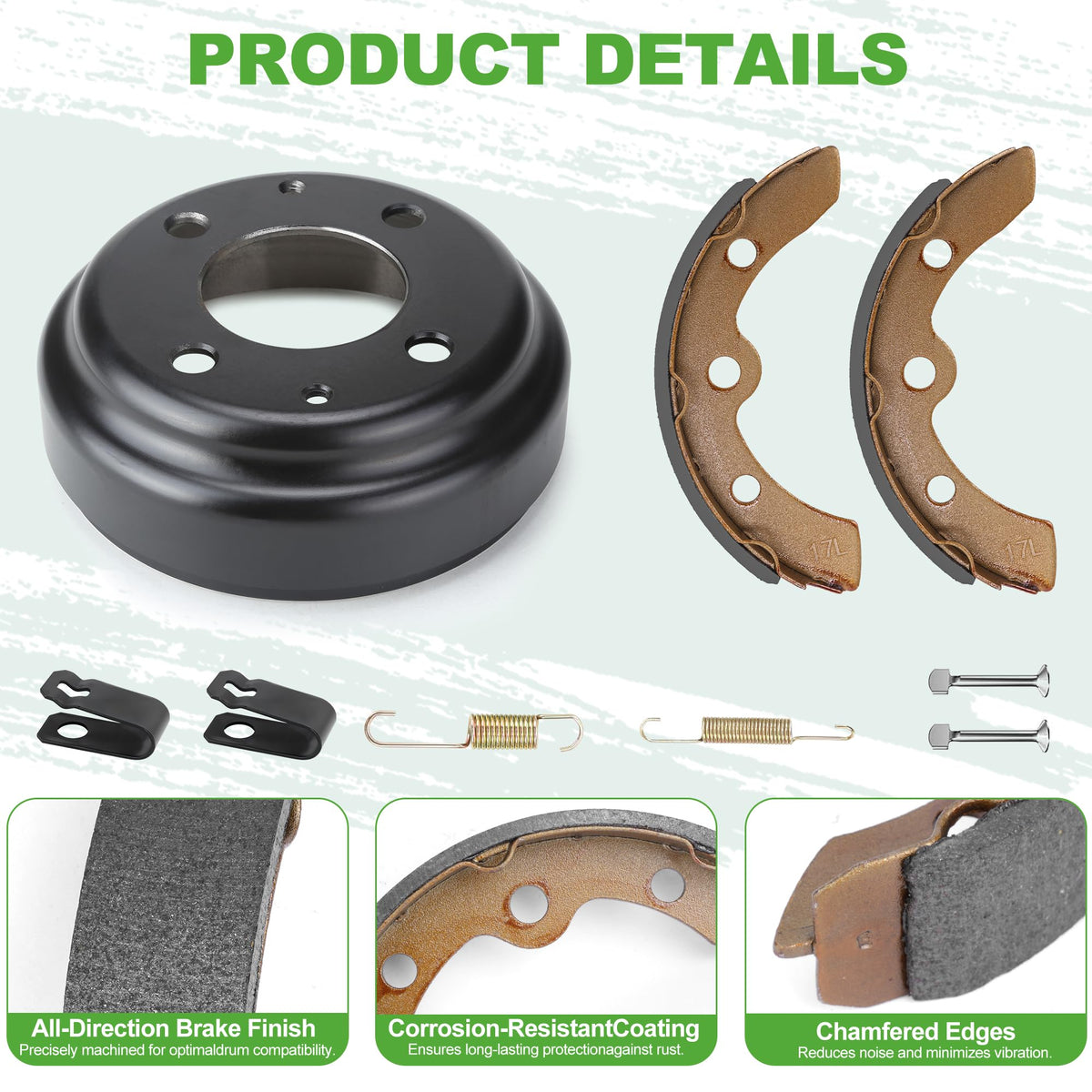 10L0L brake shoes rear-left, OEM-style replacement for steady pedal feel.
