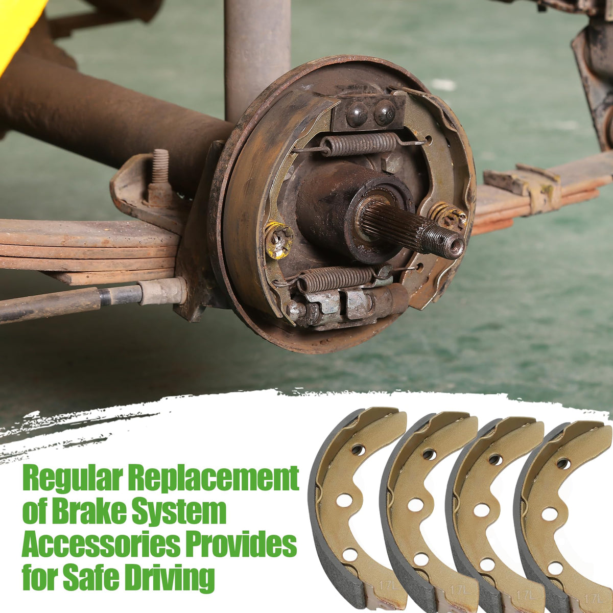 10L0L brake shoes for Yamaha G1 demonstrating classic sizing and fit