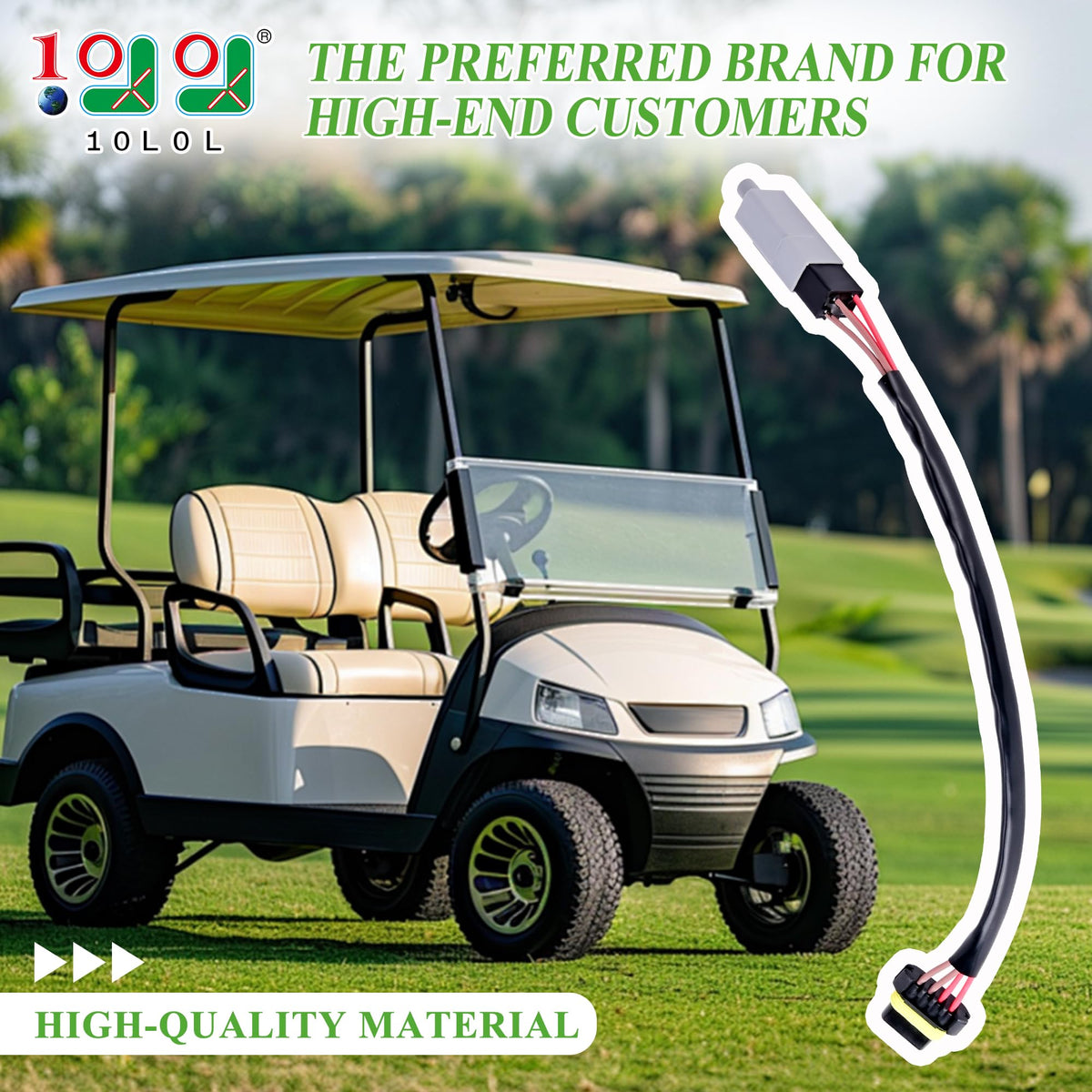 10L0L Golf Cart brake switch close-up, demonstrating quick response for safer stops.