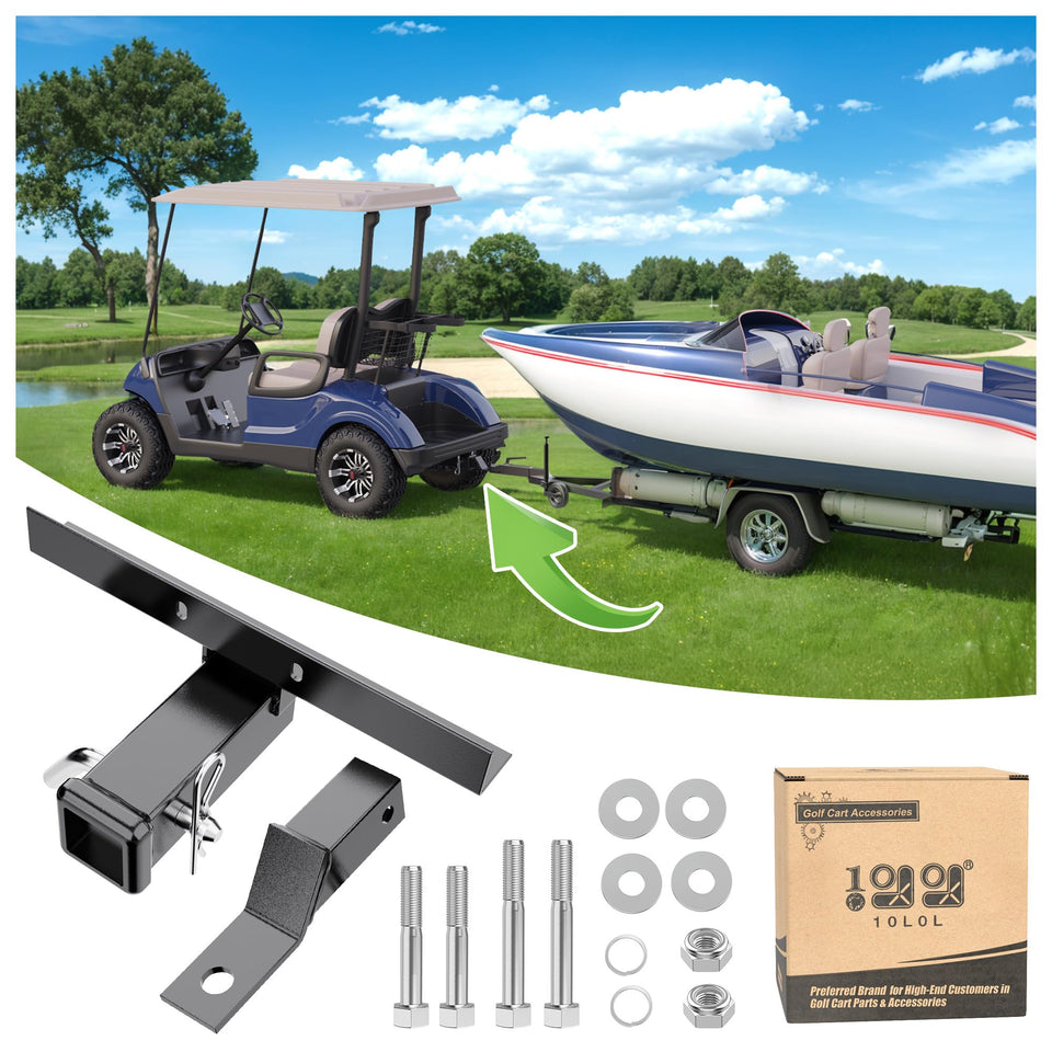 10L0L bumper hitch for Yamaha Drive G14 front view showing secure towing capability.