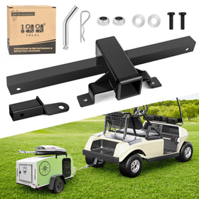 10L0L golf cart bumper trailer hitch attached to Club Car DS for stable towing
