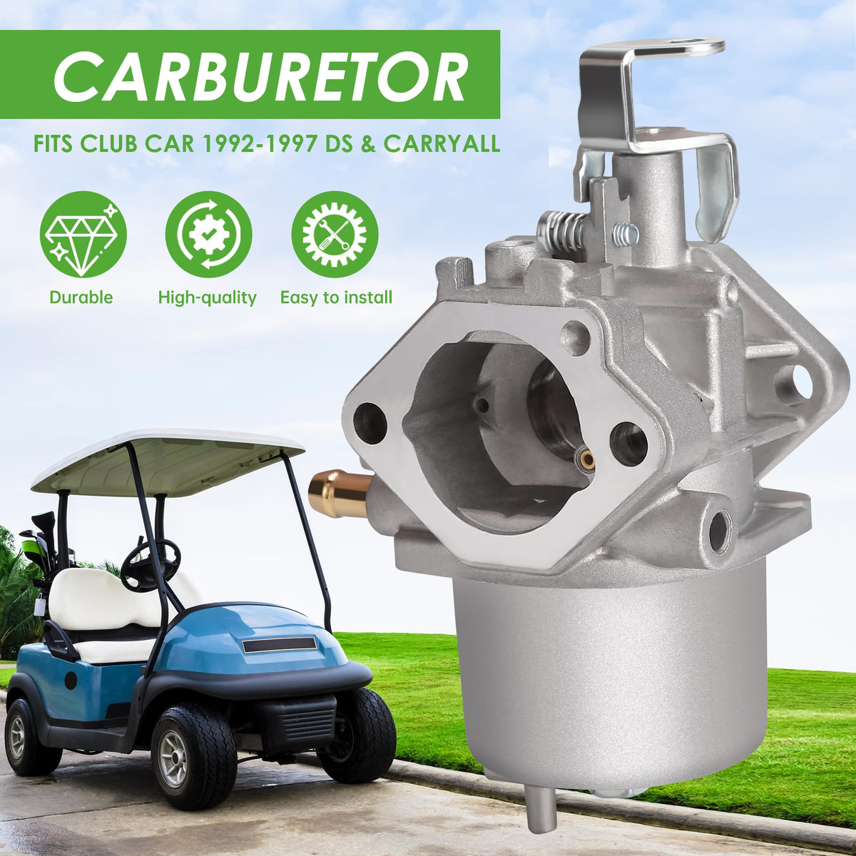 10L0L golf cart carburetor kit fuel lines clamps ready for secure connections and long-lasting performance.