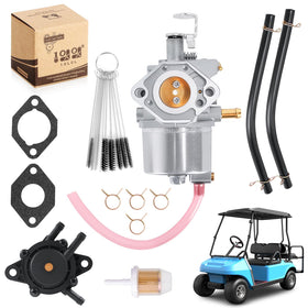 10L0L golf cart carburetor kit packaging showing brand and parts list for quick purchase.