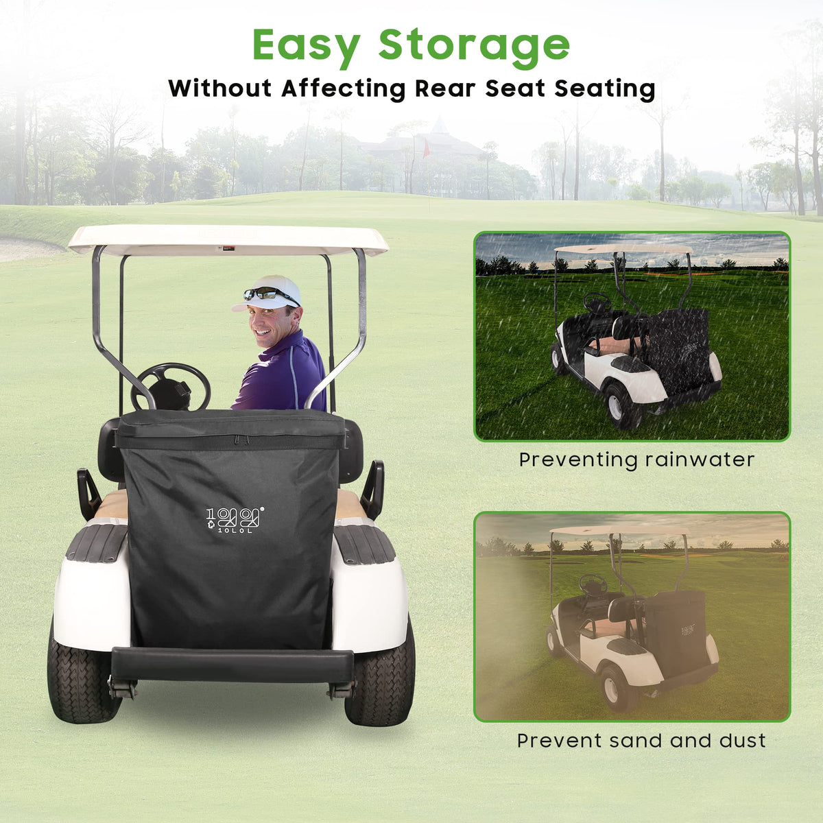 10L0L golf cart cargo bag camping-ready storage for gear and snacks.