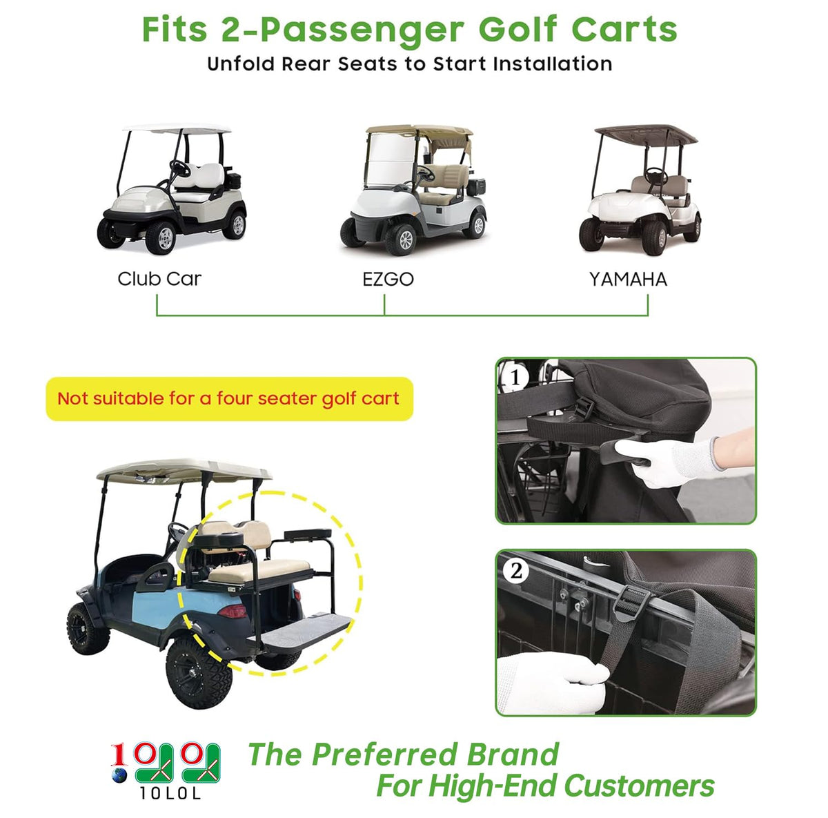 10L0L golf cart cargo bag rear view shows roomy space for groceries on every ride.