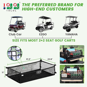10L0L cargo net with adjustable design fits EZGO TXT rear cargo spaces securely