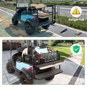 Easy-install 10L0L cargo net allows quick cart outfitting without tools