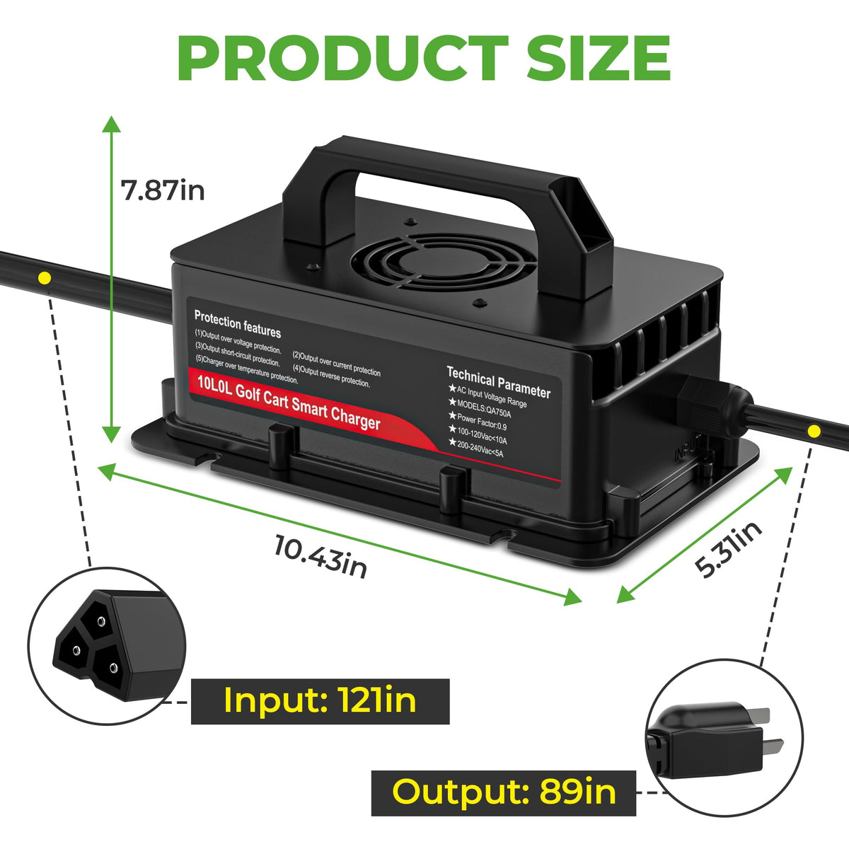10L0L Golf Cart charger charging indicator light for status at a glance